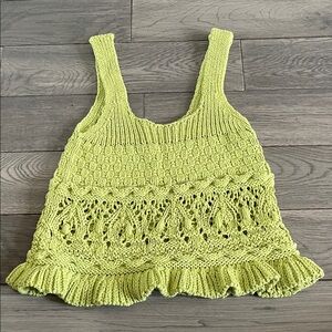 Zara Pistachio Green Crochet Tank Top